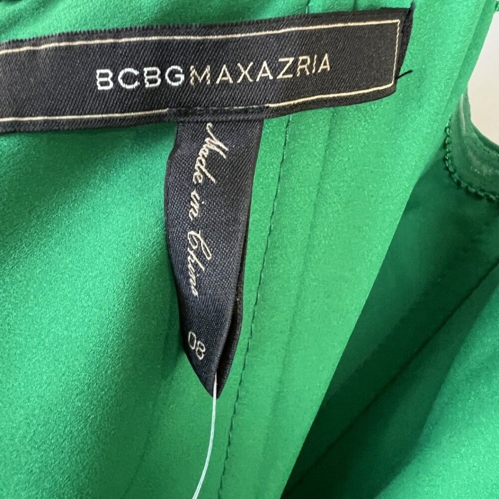 NWT BCBGMAXAZRIA Green Draped Front Strapless Gown $298 - Picture 11 of 13
